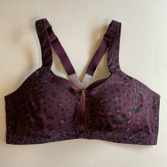 Victoria's Secret Knockout Front-Close Sports Bra, Purple / Leopard Print, 38DD - Picture 4 of 10